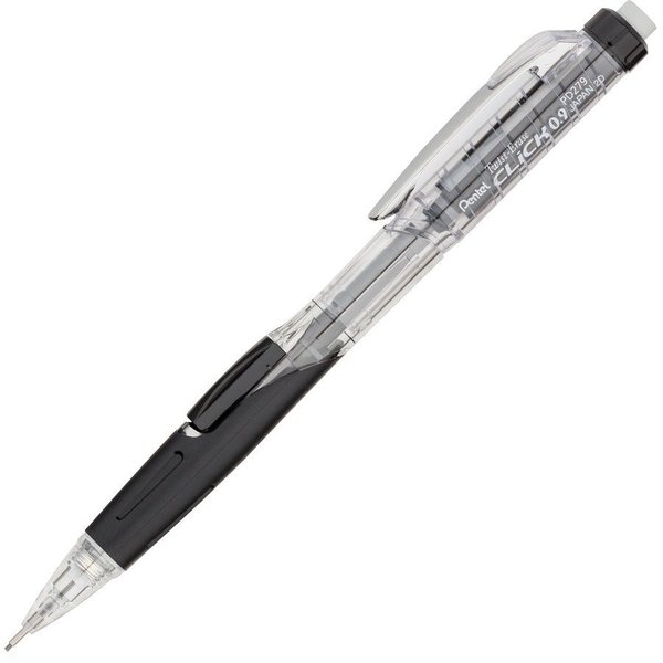 Pentel Mechanical Pencil, Refillable Lead/Eraser, 0.9mm, 12/BX, Black PK PENPD279TABX